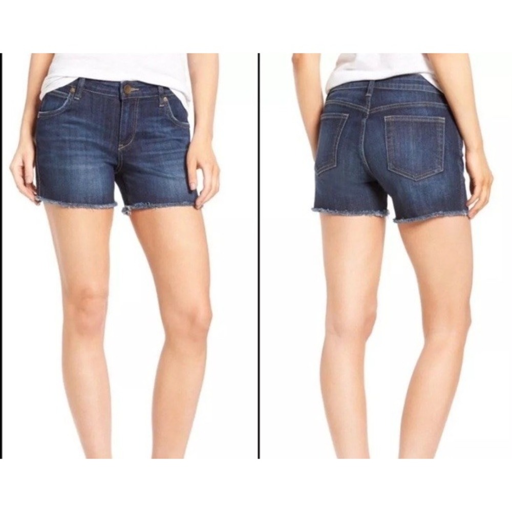Kut from the Kloth Women's Size 0 Gidget‎ Fray Blue Jean Shorts Denim Raw Hem